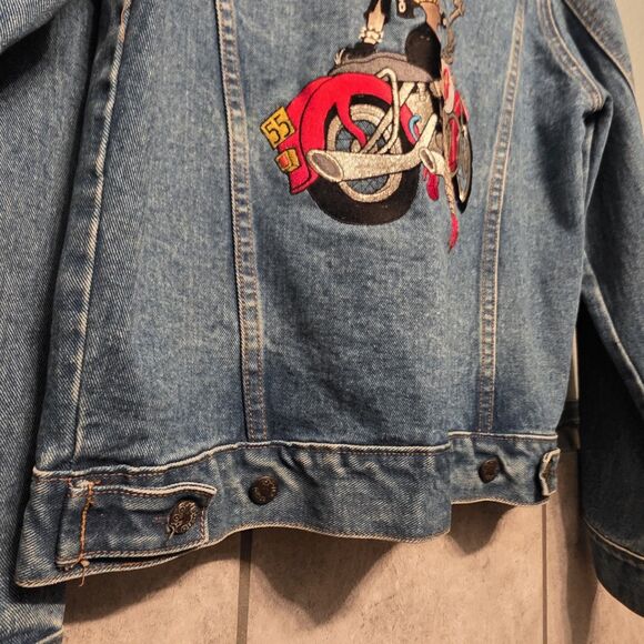 Vintage Betty Boop Denim Jacket Medium Betty Biker Embroidered - Picture 5 of 10